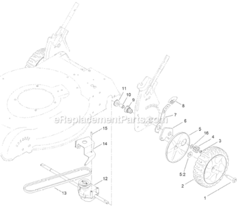 Transmission, Rear Wheel And Height-Of-Cut Assembly Diagram and Parts List for 10604 311000001-311999999 - 2011 Lawn Boy Lawn Mower